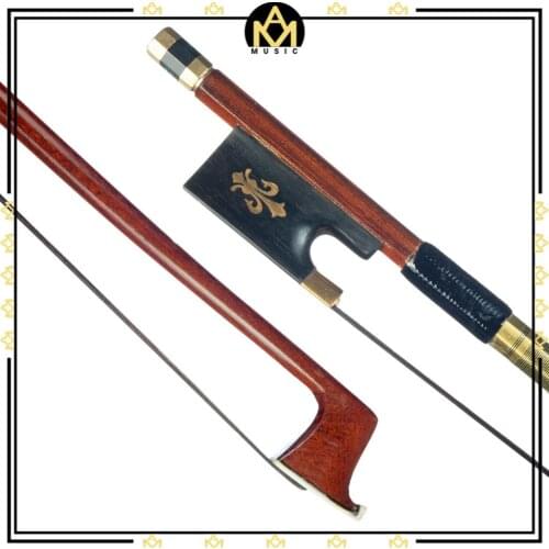Violin Bow 4/4 Size Violin Bow Brazilwood Stick Lizard Skin Grip Black Mongolia Horsehair W/ Ebony Frog Well Balanced