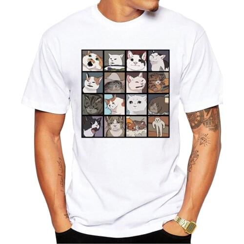 TEEHUB Short Sleeve Man Tops Fashion Cats T-Shirt Cute Cats Printed Tshirts Cool t shirts Essential Tee