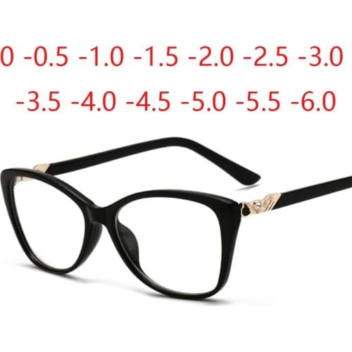 Fashion Optical Eyewear Alloy Frame Eyeglasses Unisex Cat Eye Shortsighted Spectacles Spring Hinges -0.5 -1.0 -1.5 -2.0 To -6.0