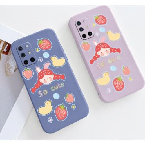 Strawberry Liquid Silicone Case For Oneplus 8t 9 9pro 9r pro Soft Phone Cover Case