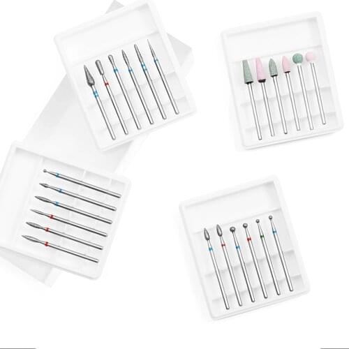 6Pc Nail Drill Bit Set Diamond Stone Ceramic Milling Cutter Electric Manicure Drill Bits Gel Cuticle Clean Tools Accessories