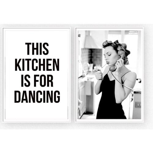 Wall Art Black and White Modular Pictures Woman Canvas Printed Kitchen Letter Posters Nordic Home Decor For Living Room Painting