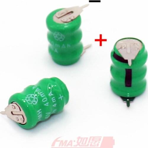Ni-MH Button Rechargeable PLC Data backup power Battery 3.6V 40MAH w/2Pin tabs