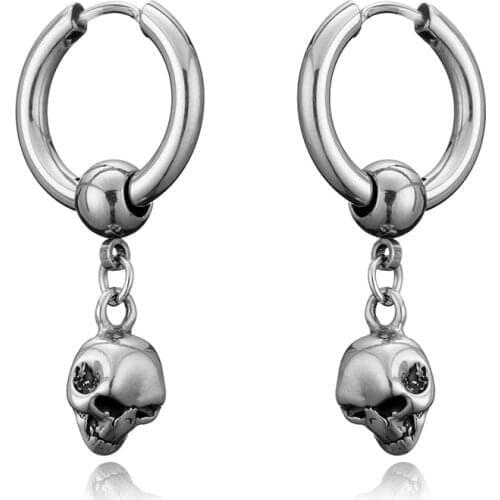New Vintage Skull Earrings for Women Goth Hoop Earrings Men Party Jewelry Aretes De Mujer Punk Piercing Stainless Steel Earrings