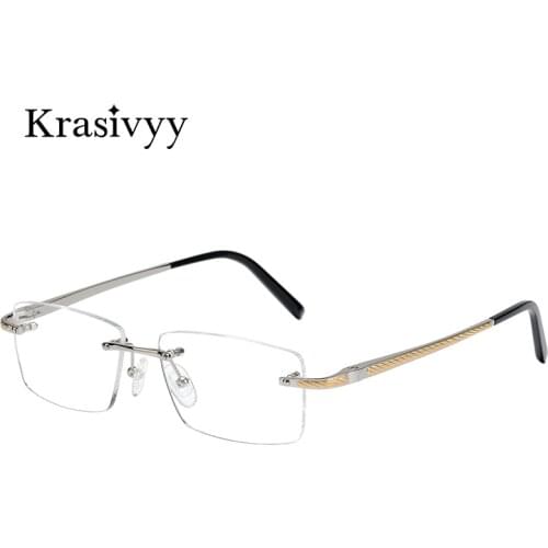Krasivyy 2020 Ultralight Titanium Rimless Glasses Frame Women Eyeglasses Square Prescription Myopia Optical Men Vintage Eyewear