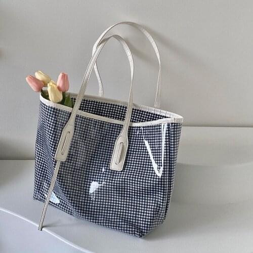 Transparent Plaid Pvc Shoulder Bag Women Fashionable Large-Capacity Shopping Woman Handbag Designer Casual Shoulder Bag Womens