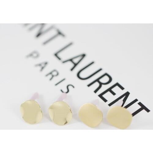 European and American New Style Simple Light Board Wave Pattern Round Steel Pin Metal Earrings Earrings Accessories for Women