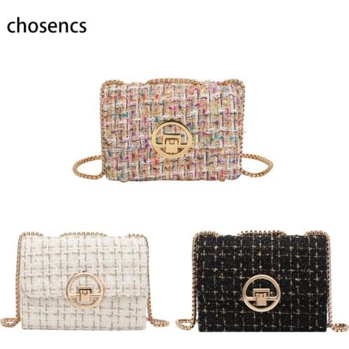 Trending Purses and Handbags Women’s Bags Small Luxury Purse Woolen Clotch Fashion Crossbody Bag Plaid Pattern Quality High Cute