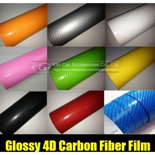 Car styling bright 4D black white Carbon Fiber Vinyl film Colored Glossy Carbon Fiber Vinyl Film Auto Wrapping Vinyl Wrap Foil