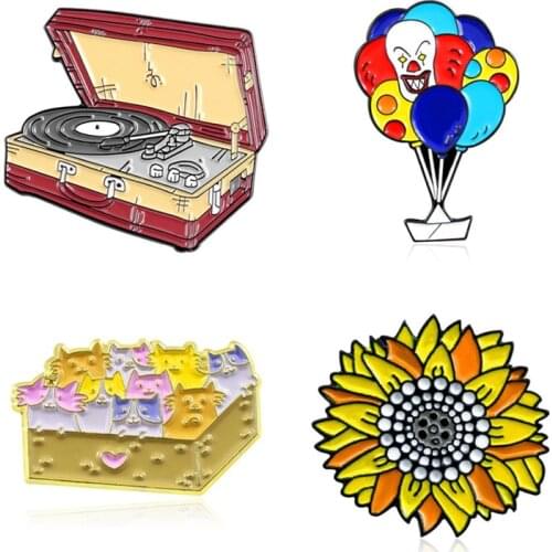 Balloons And Flowers Enamel Badges Lapel Pins Cute Women Anime Brooches For Backpack Mini Decorative Badges Brooches Hijab Pins