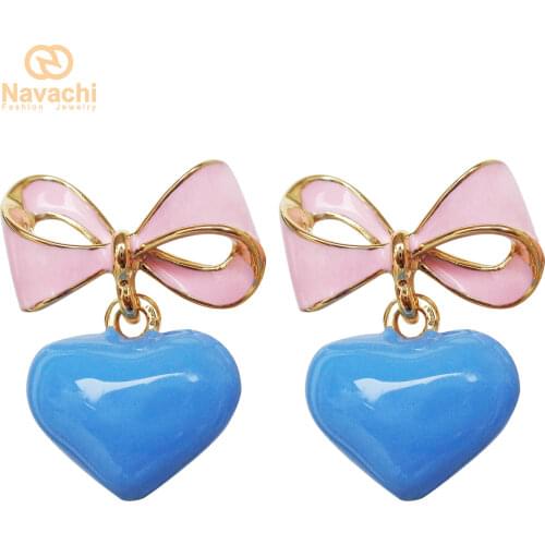 Navachi Love Heart Colorful Enamel Ear Hoop Earrings Wholesale Free Shipping SMT2894