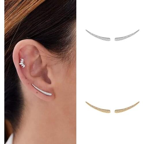 Lucky 18K Gold Filled Angel wings Cubic Zircon Ear Crawler Earrings For Women CZ Ear Climber Earrings Fashion Gift Jewelry