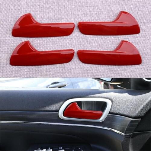 1 Set Red Interior Door Handle Decor Frames Covers Trims Fit For Jeep Grand Cherokee 2011 2012 2013 2014 2015 2016 2017- 2020