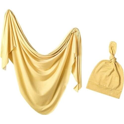 2 Pcs Baby Blanket + Hat Set Swaddle Wrap Newborn Infants Muslin Floral Towel Q1FE