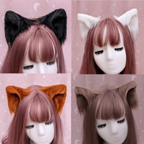 2Pcs/Set Cute Fox Cat Ears Hairpins Girls Plush Animal Hair Clip Lolita Cosplay Party Costume Women Halloween Hair Accessories
