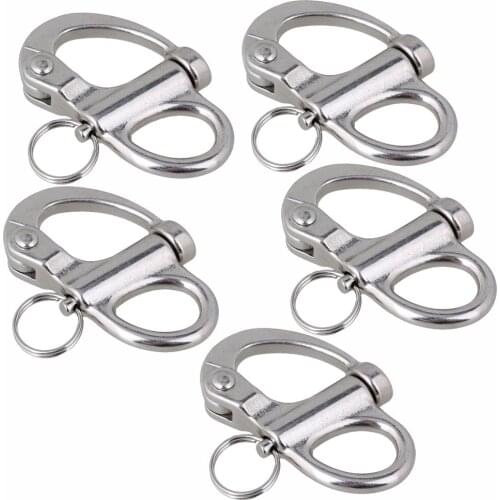 304 Stainless Steel 7cm Rigging Sailing Fixed Bail Snap Shackle Hard Silver 5pcs