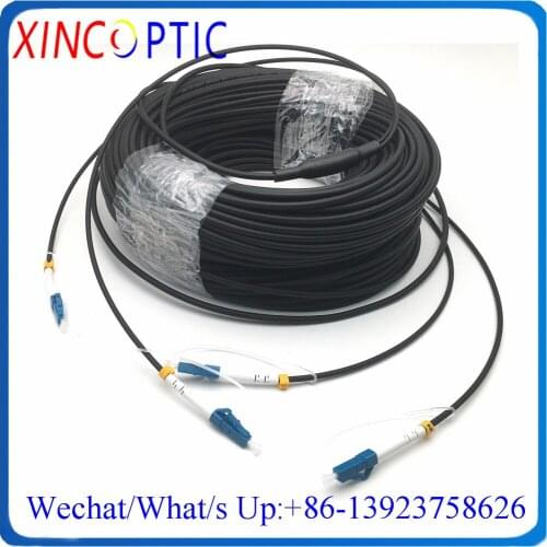 40M 2Cores SM G657A,4.0mm LSZH/TPU Black Cable,2C LC/UPC(2Fiber)/SC/ST/FCPC Single Mode Armored Fiber Optical Patch Cord Cable
