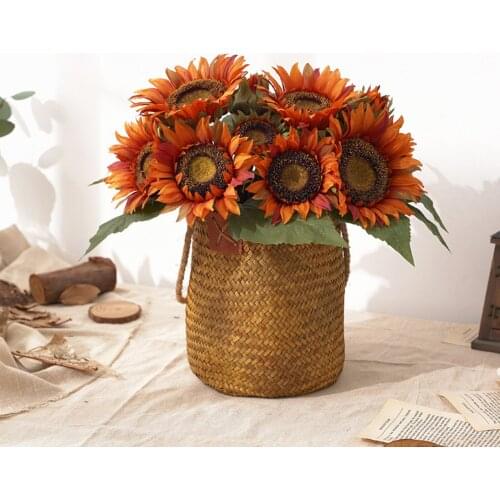 7 Branch/Bouquet Yellow Silk Sunflower Artificial Flowers for Home Office Party Garden Hotel Wedding Decoration