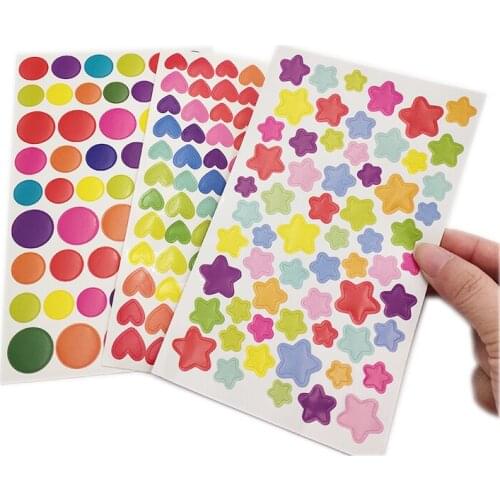 5 Sheets Album Sticker Star Round Love Paper Decorative Stickers Diary Child Memorial Scrapbook DIY Photo Album Accessories