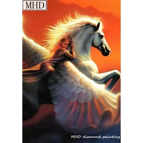New 5d diy diamond painting cross stitch woman with Pegasus kit 3D diamond mosaic animal full round drill home decor gift