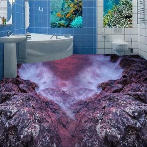 Beibehang Beautiful fairyland coast stone 3D living room bathroom floor custom large pvc wear waterproof to paste