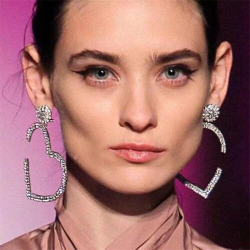Bohemian fashion trend shining Rhinestone Earrings love shaped womens Retro party temperament accessories Earrings