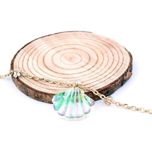 Anklet 2018 hot new Rhinestones anklet resin color shell set large scallops foot jewelry wholesale 10 pieces