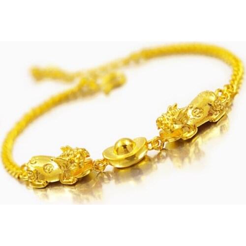Trendy Light Yellow Gold Color Bracelet Womens Wedding Statement Jewelry Women Bracelets Fashion Hand Fine Jewelry Girls