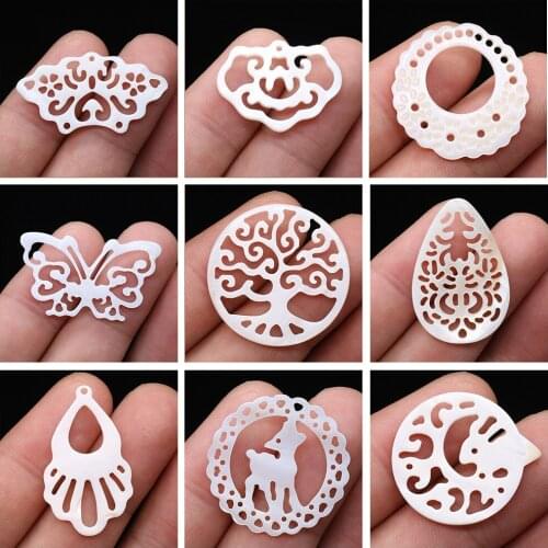 10pcs Natural White Shell Accessories Charms Animals Loose Beads for Making Womne DIY Jewelry Necklace Bracelet Accessories