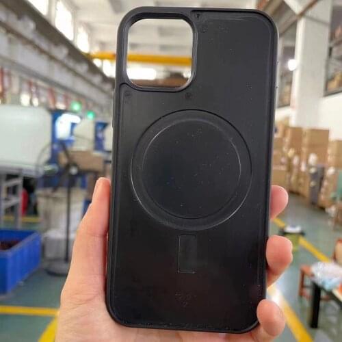 For iPhone 12 mini Pro Max Blank Phone Case for Resin Leather Wood Magnetic Inlays Magsafe Supported Rubber Phone Case Blanks