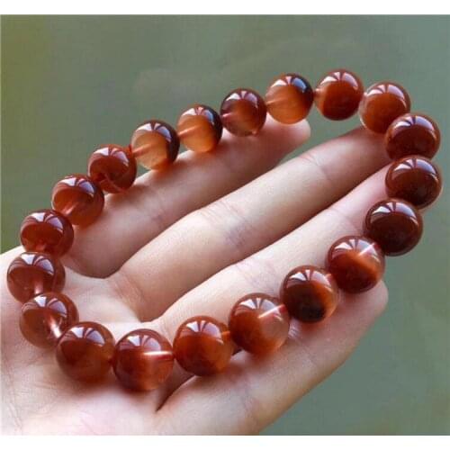 Expensive fine jewelry 7~8mm Natural Beautiful Red Rabbit hair Quartz Crystal Beads Bracelet free shipping