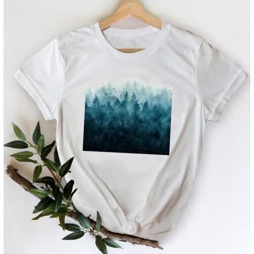 T-shirts for Women Lady Print Graphic Tshirt Female Tee T-Shirt Forest Fashion Travel Clothing 90s Cute Spring Summer Top