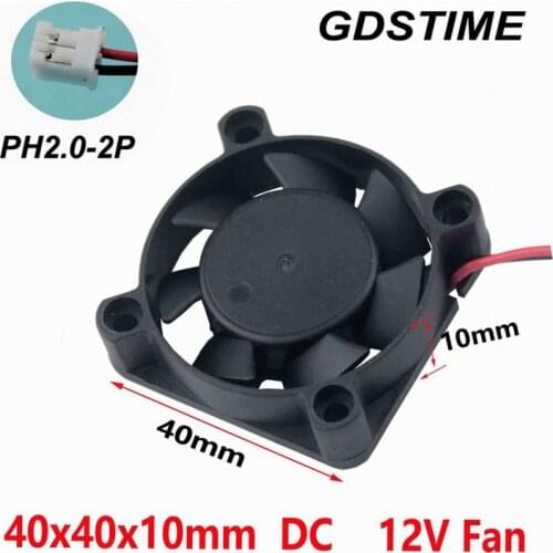 Gdstime 10 Pcs 40mm*40mm*10mm DC 12V 2-Pin 7 Blade Cooler Brushless Mini Cooling Fan 4010