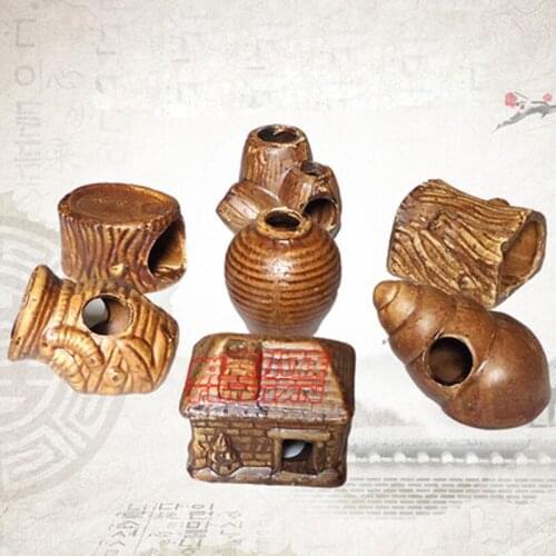 Ceramic Jar House Aquarium Decorations Fish Tank Cave Breeding Ornaments for Shrimp Bonsai to Play, Hide and Rest
