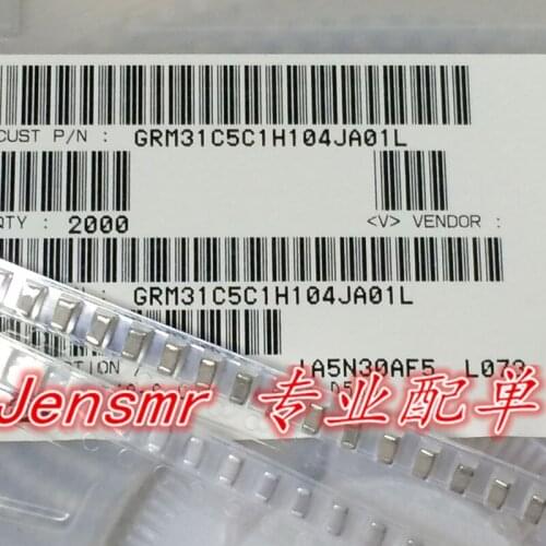 GRM31C5C1H104JA01L SMD MLCC 1206 100nF(104) ±5% 50V Ceramic Capacitor GRM31CR61E226KE15L SMD MLCC 1206 22uF(226) ±10% 25V Cera