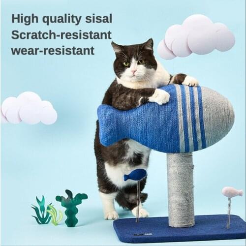 Cute Fish Cat Climbing Frame Sisal Cat Scratcher Nest&Tree Integrated Cat Climbing Frame Jumping Platform Pet Toys Interactive