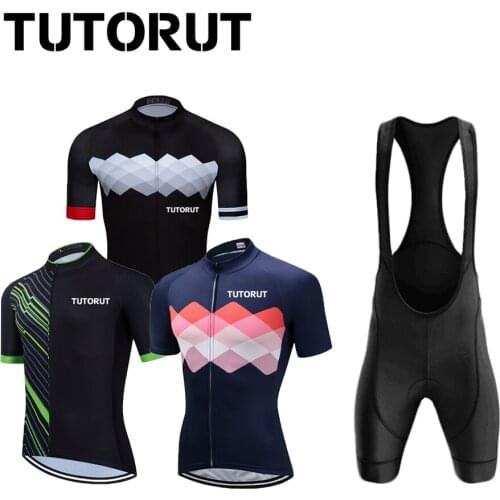 TUTORUT Cycling Clothing Set Bike Clothing Men Bicycle Racing Sportswear Summer Cycle Jersey Breathable Quick Dry Short Sleeve