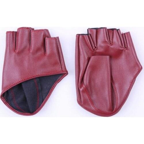 Leather Gloves For Women half Palm Half Finger PU Ladies Winter Gloves Party Show Sexy Mittens