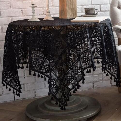 Crocheted Hollow Lace Tablecloth for Table Dining Table Cover Rectangle Round Mantel Mesa Table Cloth Home Decoration
