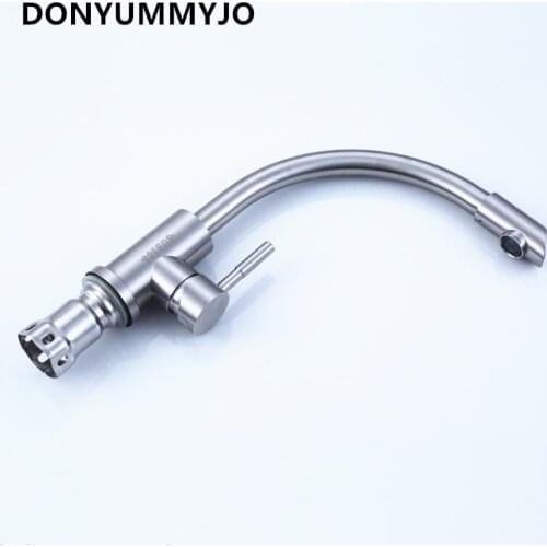 Kitchen Faucets 720 Degree Kitchen Sink Faucet Water-Saving Polished Brushed Crane Mixer 304 Stainless Steel Tap with 2 Hoses