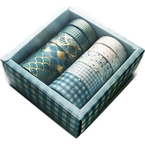 10 Pcs/set Gold Stamping Washi Tape Box-packed Masking Tape Cute Decorative Adhesive Tape Scrapbooking Diary Sticker Stationery