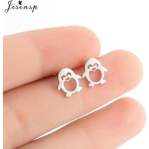 Cute Small Stainless Steel Penguin Earrings Cartoon Style Animal Earing Women Kawaii Piercing Ear Jewelry Kids Accessories 2021