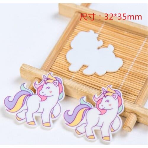 5PCS 3.2*3.5cm Kawaii Unicorn Resin Flat Back Cabochon For Phone Decoration Simulation Food DIY Accrssories