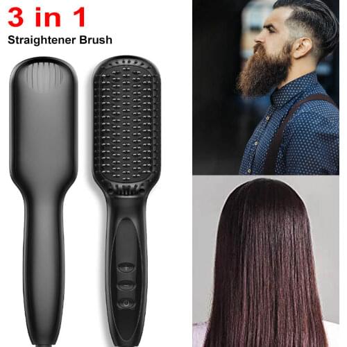 Multifunction Electric Hair Straightener Comb Brush Professional Beard Straight Flat Iron Wet & Dry Women Hair Care Styling Tool
