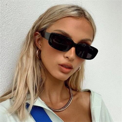 Fashion Glasses Black Rectangle Women Shades Trending 2021 Luxury Brand Small Square Sunglasses For Female 90s Cute Eyewear