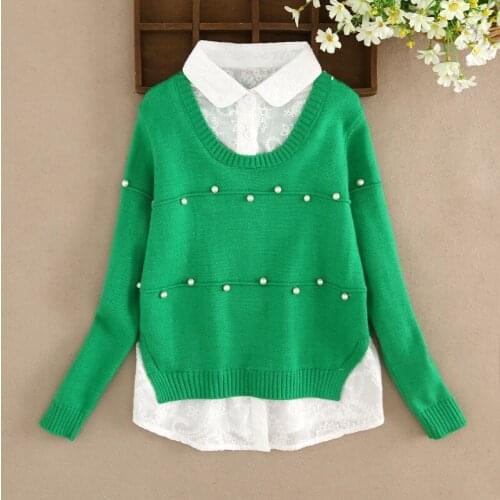 Fashion lapel Beading Girls Sweaters Childrens pullover sweater Boys pullover baby girls Autumn&winter clothes Kids coat