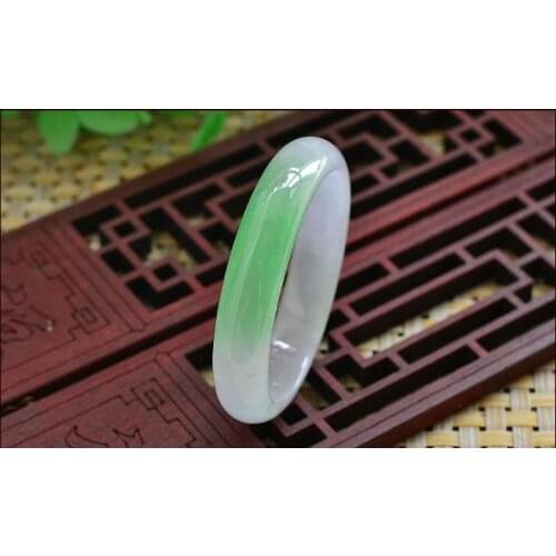 Natural bracelet Yang green violet jade bracelet Myanmar ice glutinous species ice through the jade bracelet
