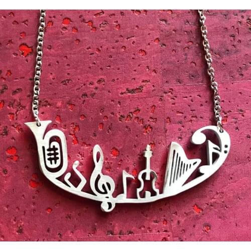 Stainless Steel Simple Necklaces for Women Music Notes Pendant Necklace Music Accessories Jewelry Fashion Gifts for Best Friend