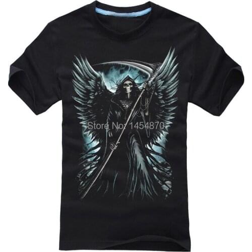 New Fashion Super Cool 3D Skull Death sickle Rock mma Brand men women Dark shirts shirt fitness 100%Cotton skateboard