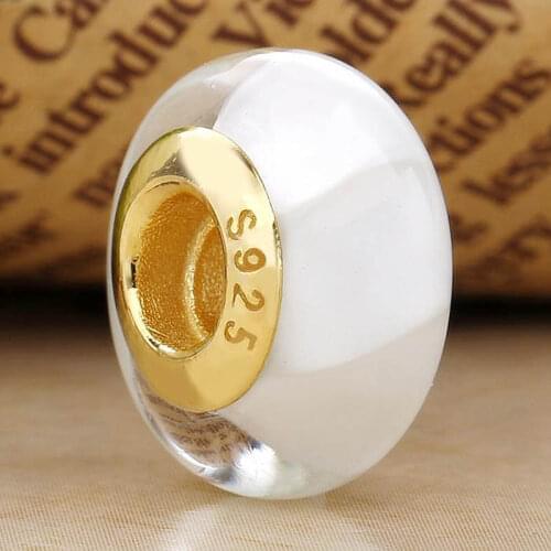 Original Shine White Waves Lampwork Murano Glass Beads Fit 925 Sterling Silver Bead Charm Europe Bracelet Diy Jewelry